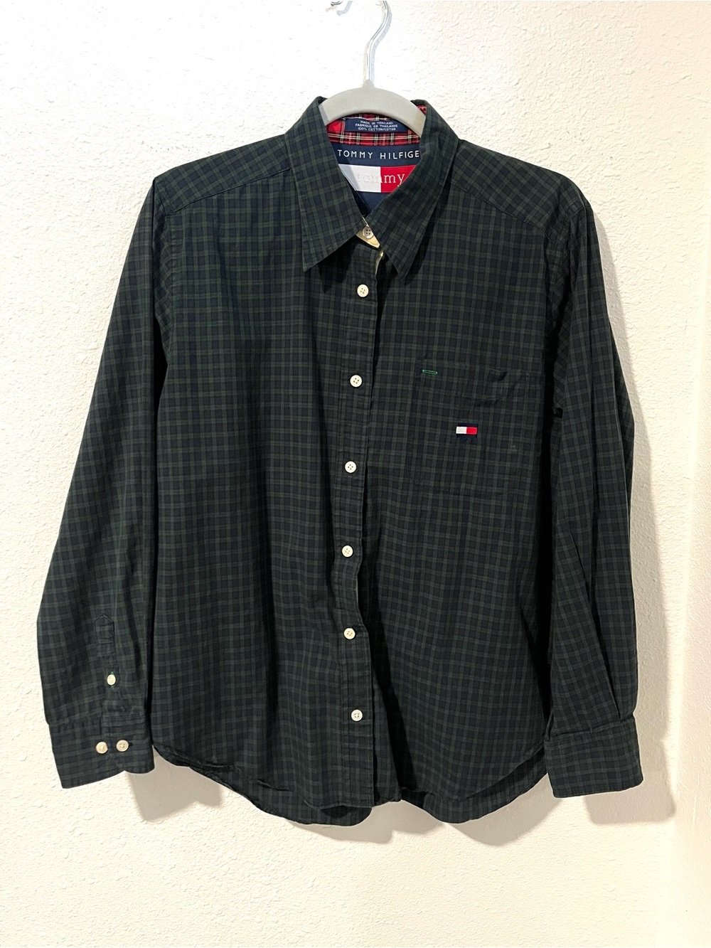 Tommy Hilfiger Vintage Green Plaid Button Up Size 14